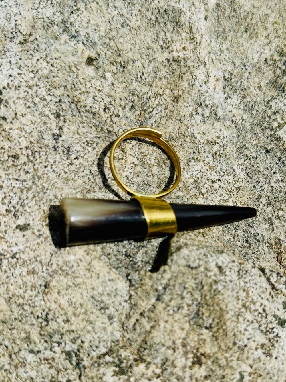 Gold and Black Horn Spike Ring